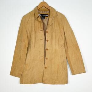 Vintage 90's Outeredge Tan Suede Leather Jacket Coat